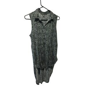 Victoria's Secret Black & Gray‎ Patterned Hi-Low Blouse Shirt Medium